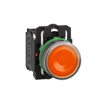 PULSADOR AMARILLO LUMINOSO Ø 22- RETORNO RESORTE NIVELADO - 24 V - 1 NA + 1 NC