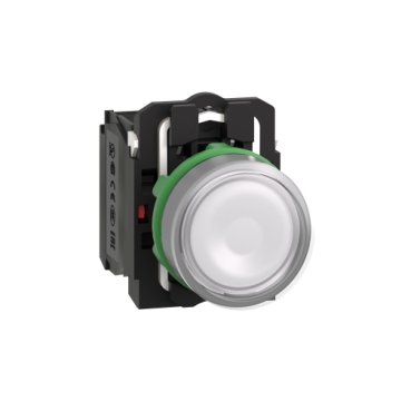 PULSADOR BLANCO LUMINOSO Ø 22 - RETORNO RESORTE RASANTE - 24 V - 1 NA + 1 NC