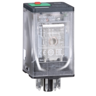RELE UNIVERSAL ENCHUFABLE - ZELIO RUM - 2 C/O - 120 V AC - 10 A - CON LED