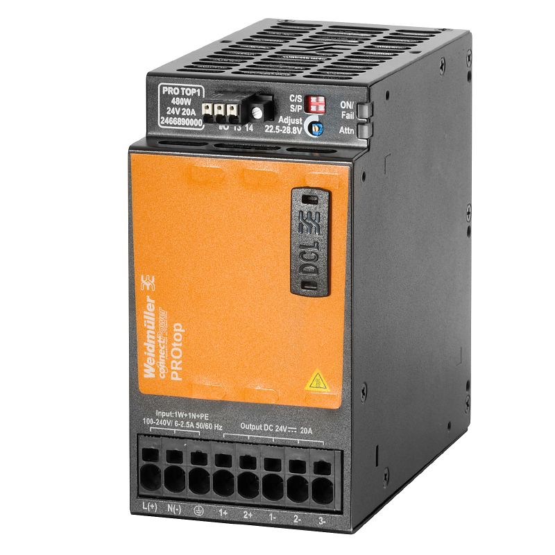 WEIDMULLER FUENTE PRO TOP1 1F 110-240VAC SAL 24VDC 20A PRO TOP1 480W 24V 20A