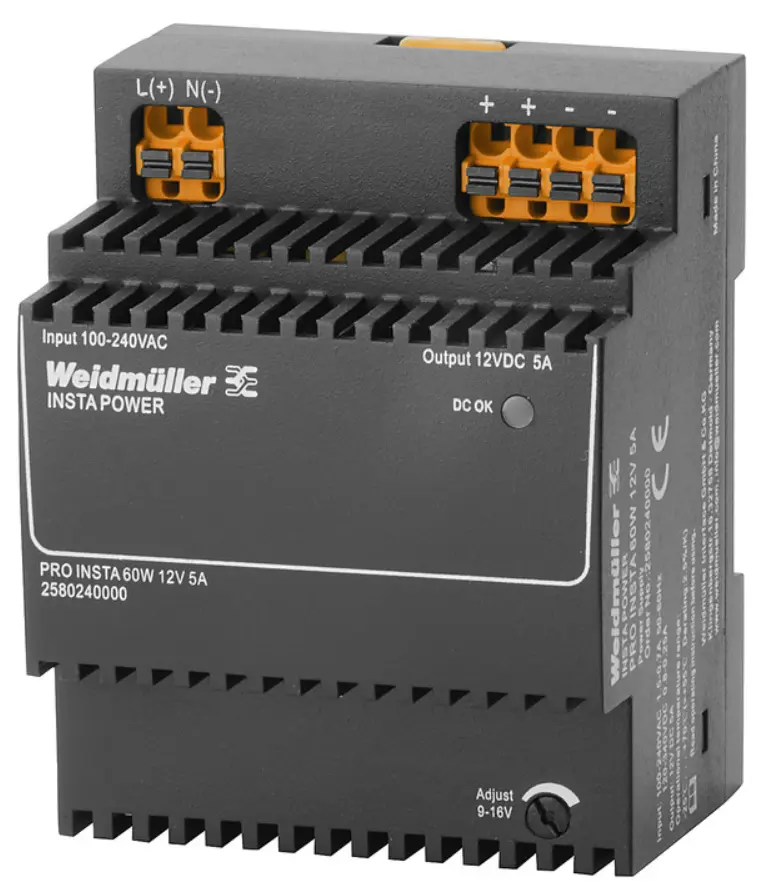  WEIDMULLER FUENTE PRO INSTA 1F 110-240VAC SAL 12VDC 5A PRO INSTA 60W 12V 5A