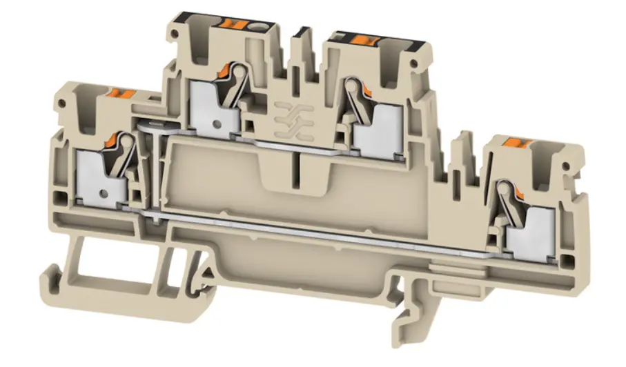 Weidmuller Bornes de doble piso A2T 2.5 VL, PUSH IN, 2.5 mm², 800 V, 24 A, Beige oscuro