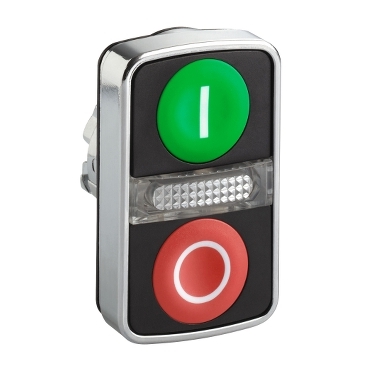 [ZB4BW7A3741] CABEZA DE PULSADOR DE DOS ACCIONAD 22 VERDE  ROJO  E  S  IP66 IP69 K