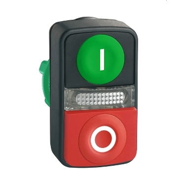 [ZB5AW7L3741] CABEZA DE PULSADOR DE DOS ACCIONAD. - Ø 22 - VERDE + ROJO - E - S - IP66, IP69 K