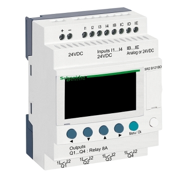[SR2B121BD] COMPACT SMART RELAY ZELIO LOGIC - 12 I O - 24 V DC - CLOCK - DISPLAY