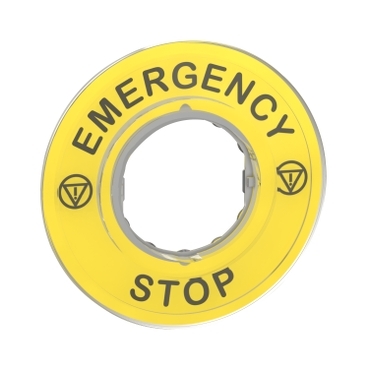 [ZBY9320] MARKED LEGEND Ø60 FOR EMERGENCY STOP - EMERGENCY STOP/LOGO ISO13850