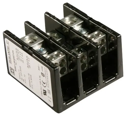 [9080LBA362104] POWER DISTRIBUTION BLOCK, 3 POLE, 1 LINE, 4 LOAD, 175 A 600 V CU / 135 A 600 V AL