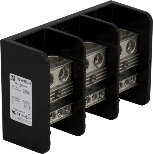 [9080LBA365208] POWER DISTRIBUTION BLOCK, 3 POLE, 2 LINE, 8 LOAD, 760 A 600 V CU / 620 A 600 V AL