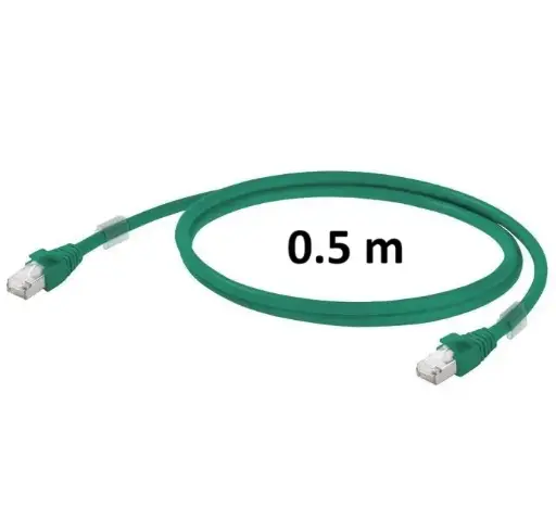 [1251590005] WEIDMULLER Cable de conexión, RJ45 IP 20, RJ45 IP 20, <20 m: Cat.6A / >20 m Clase EA (ISO/IEC 11801 2010), LSZH, 0.5 m IE-C6FP8LG0005M40M40-G