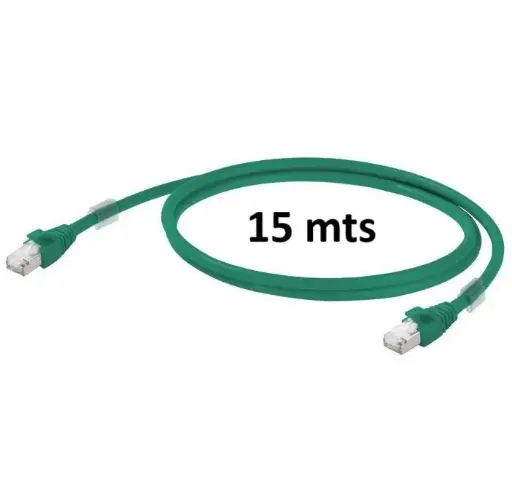 [1251590150] WEIDMULLER Patch cable, RJ45 IP 20, RJ45 IP 20, <20 m: Cat.6A / >20 m Class EA (ISO/IEC 11801 2010), LSZH, 15 m (IE-C6FP8LG0150M40M40-G)